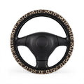 Leopard Print Steering Wheel Cover — Stylish Faux Fur Car Accessory
