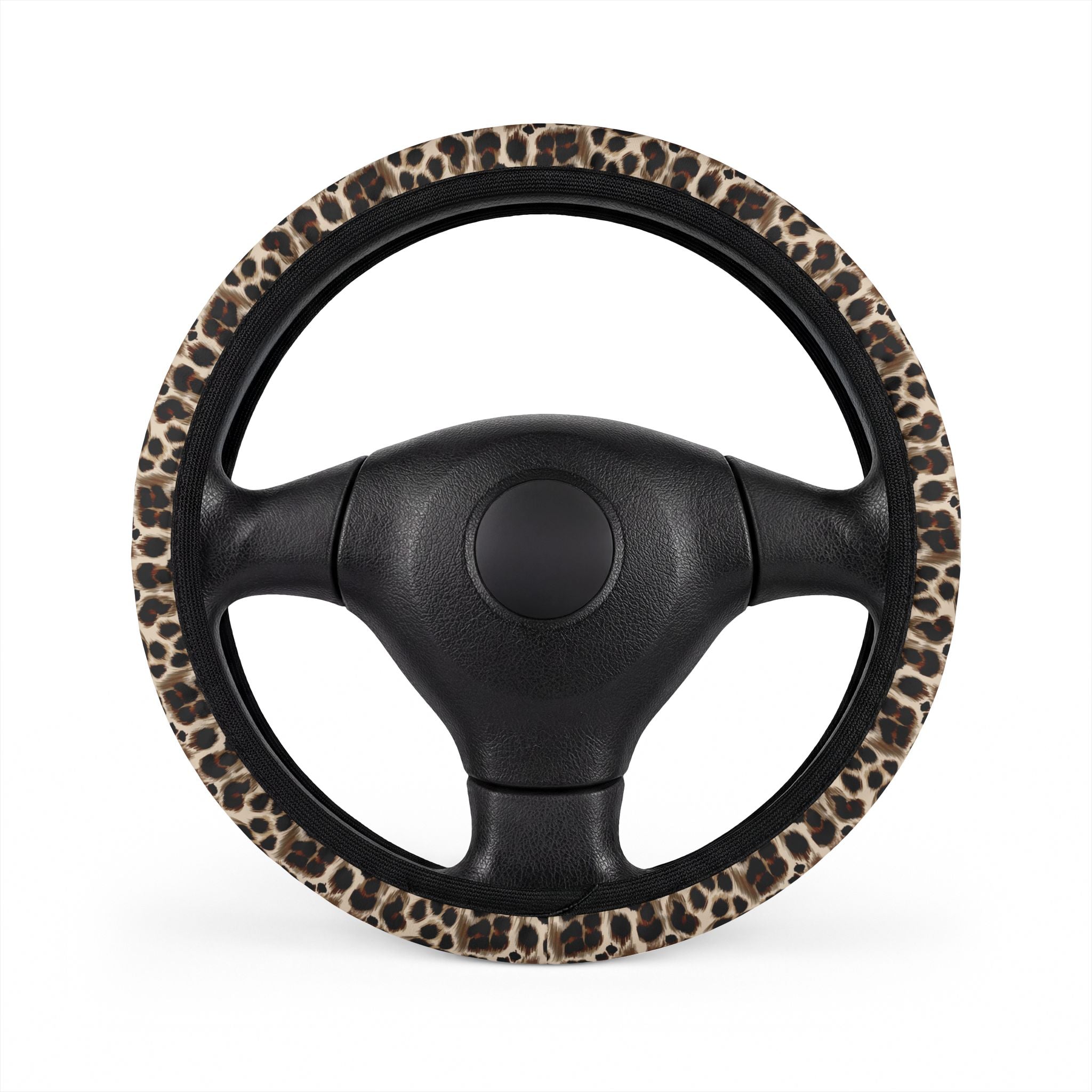 Leopard Print Steering Wheel Cover — Stylish Faux Fur Car Accessory